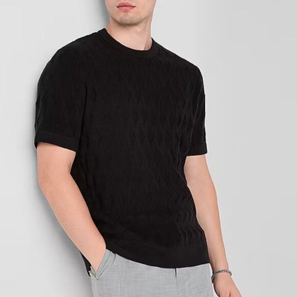 J. Ferrar Men's Crew Neck Short Sleeve Pullover Sweater Black Size XL - Picture 3 of 6